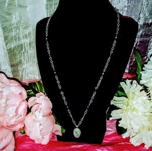 Rainbow Moonstone/Sapphire Necklace